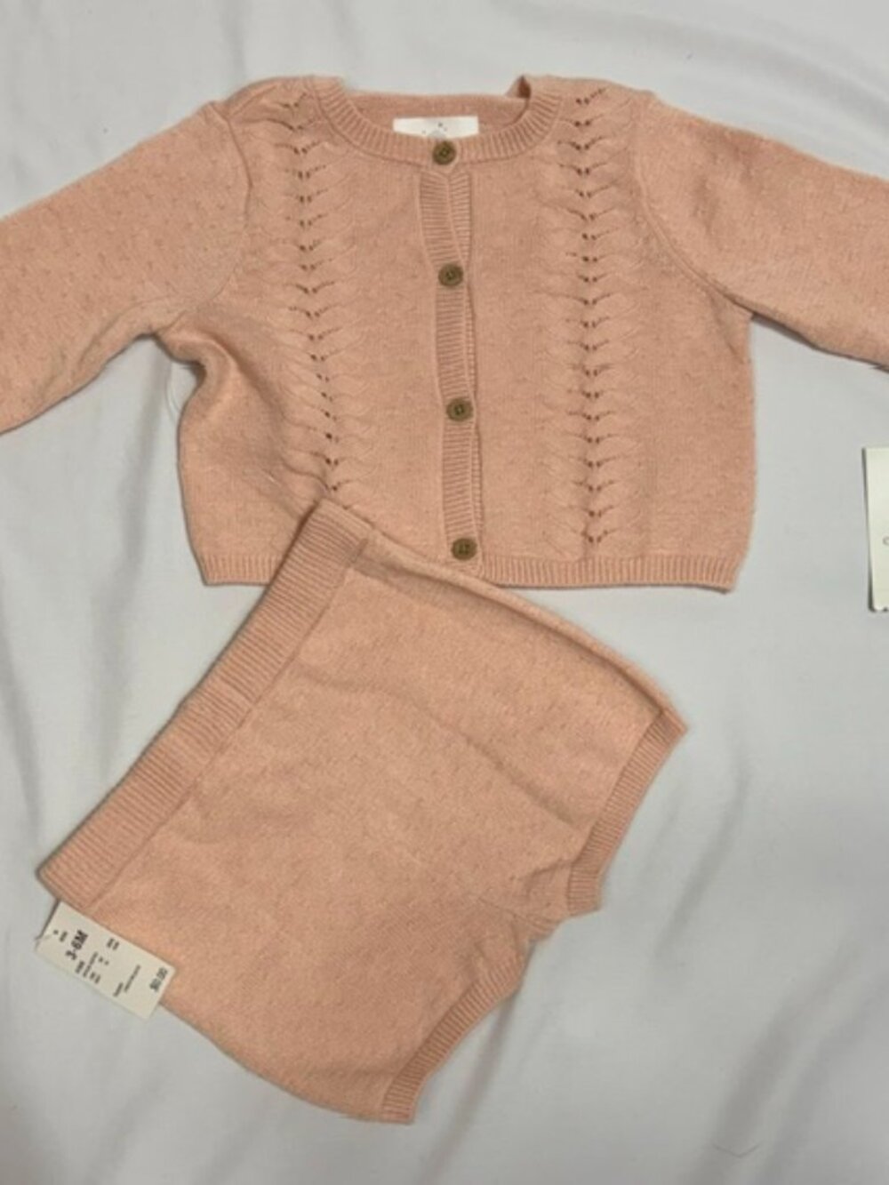 NWT Cloud Island Pink Knit Cardigan & Shorts Set 3-6M